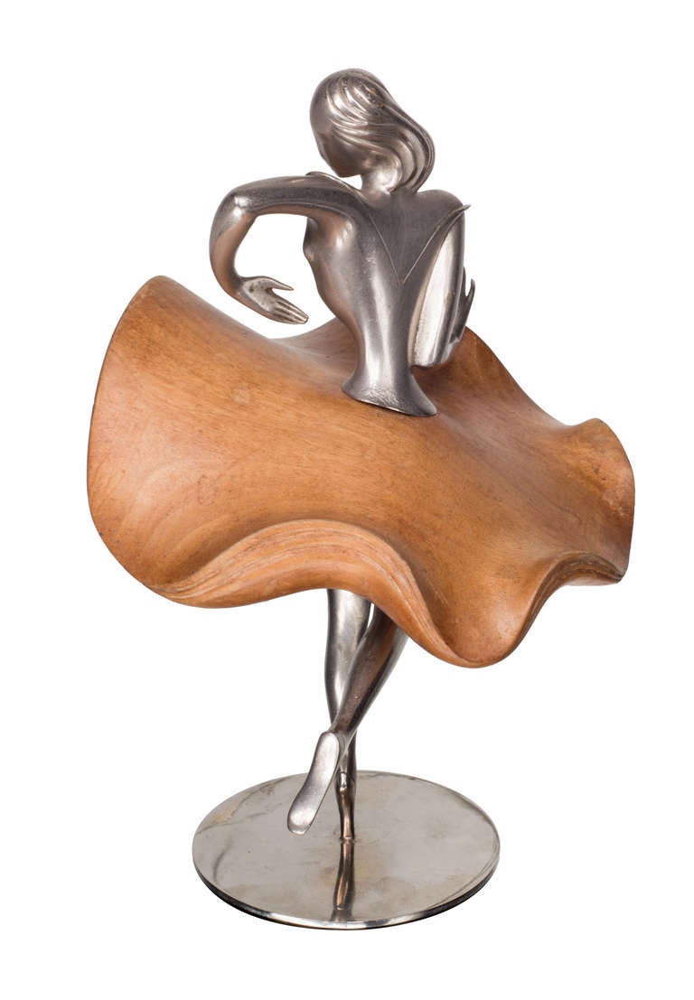 Nickel Figurine Dancer Werkstatte Hagenauer Vienna Design ca. 1935