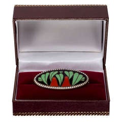 Viennese Brooch Josef Hoffmann Wiener Werkstatte Secessionist Enamel ca. 1910 11