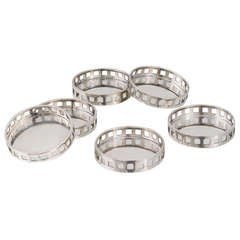 Antique Secessionist Liquer Saucers Silver Josef Hoffmann Wiener Werkstatte ca. 1905