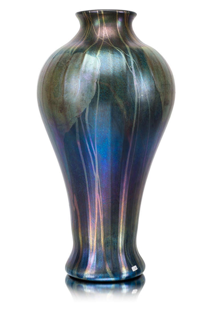 Art Nouveau Monumental Tiffany Favrile Decorated Art Glass Vase, circa 1900