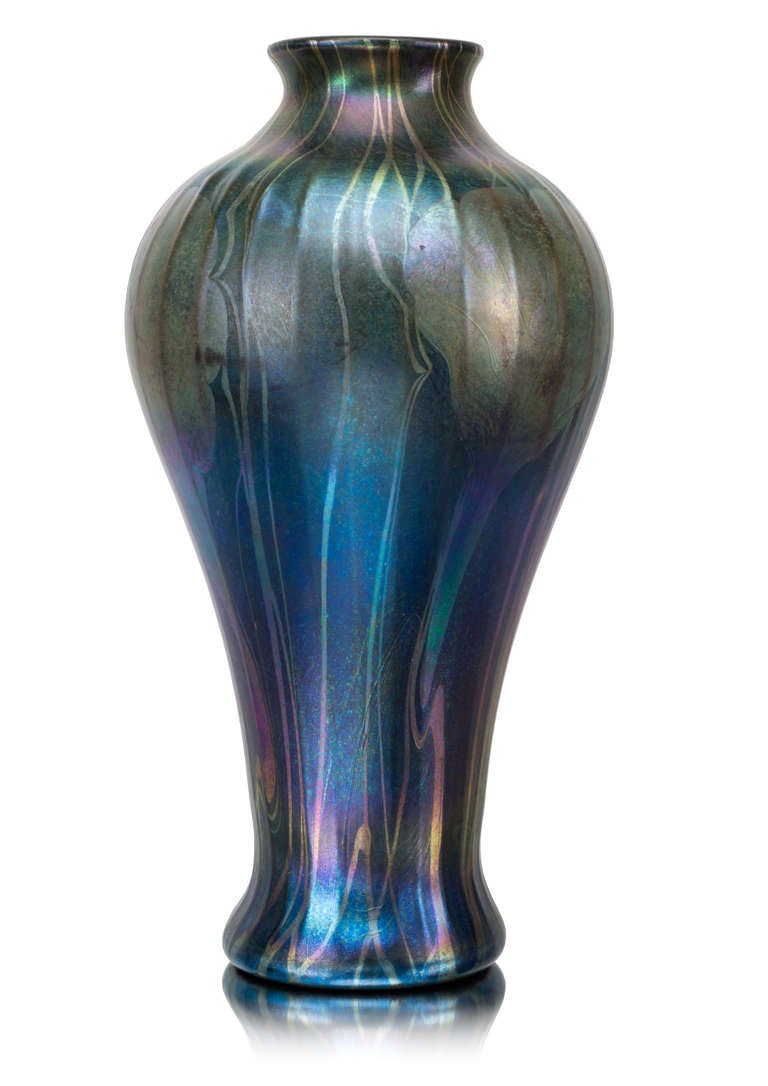 Austrian Monumental Tiffany Favrile Decorated Art Glass Vase, circa 1900