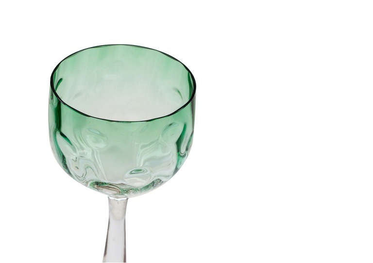 Glass Green Wineglass Koloman Moser Vienna Meyr's Neffe circa 1900 Austrian Jugendstil For Sale