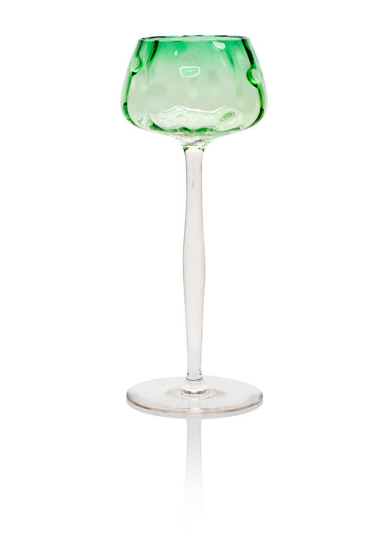 Glass Green Wineglass Koloman Moser Vienna Meyr's Neffe circa 1900 Austrian Jugendstil