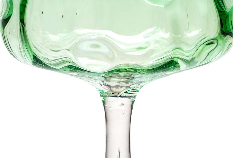 Green Mouth-Blown Wineglass Koloman Moser Bakalowits Vienna Meyr's Neffe circa 1900

Koloman Moser was one of the most important designers of the Wiener Jugendstil. He was a co-founder of the Viennese Secession and later of the Wiener Werkstätte.