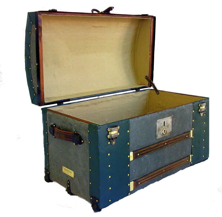 Steamer Trunk Zinc Curve Top Antique Trunk 1875