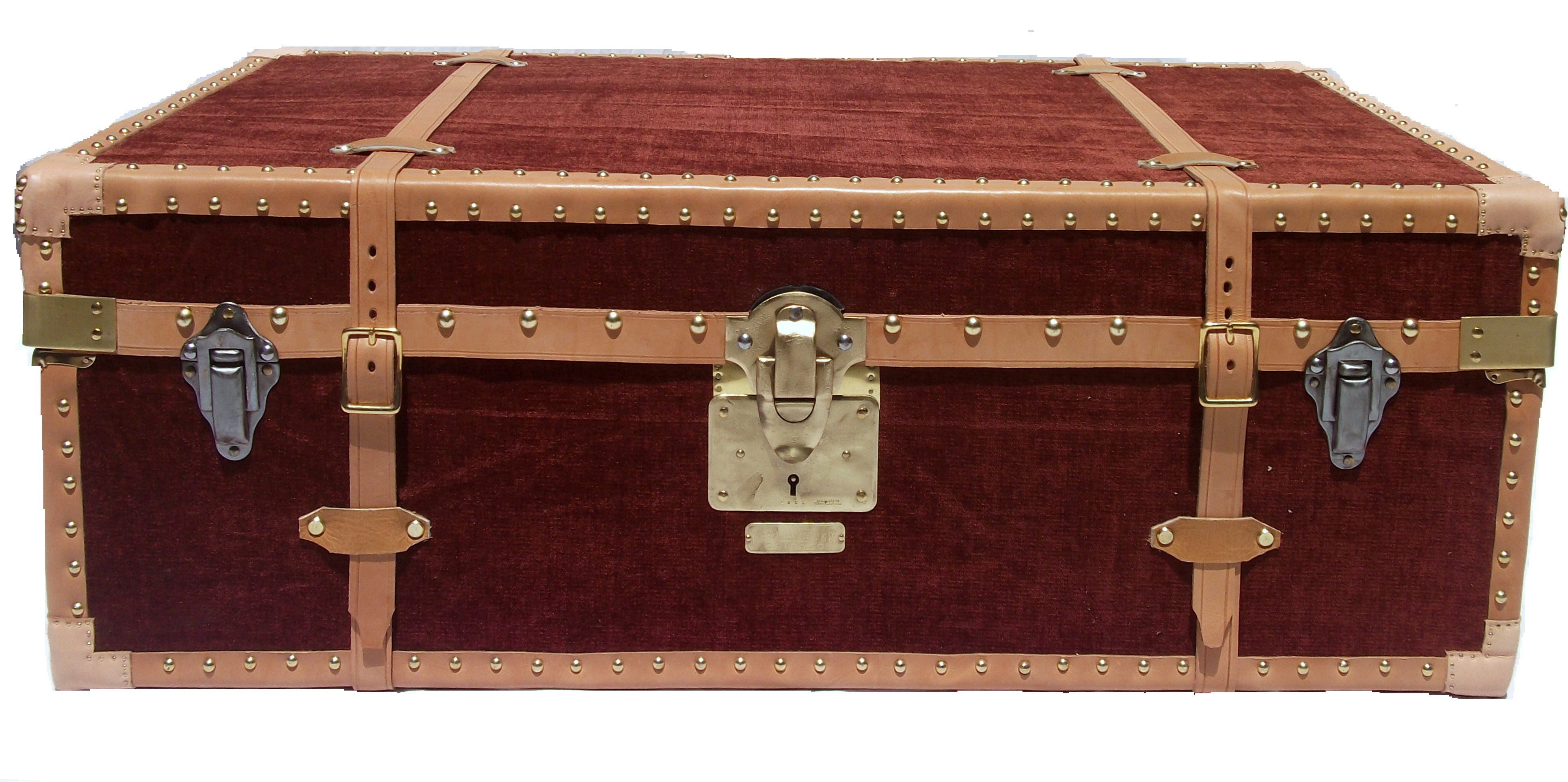 Vintage Steamer Trunk in Red For Sale