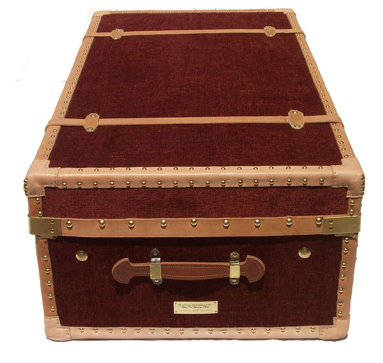 American Vintage Steamer Trunk in Red For Sale