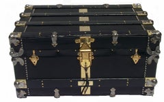 Antique Steamer Trunk  in Leather C 1910