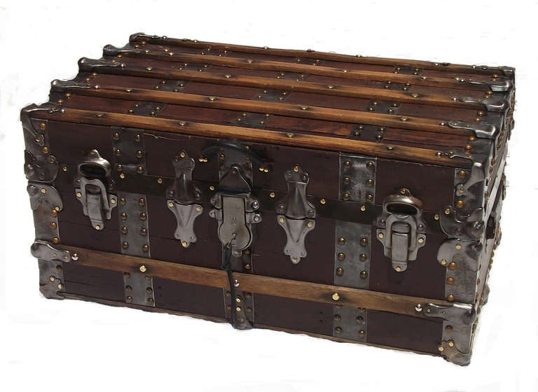 American Antique Steamer Trunk Turn-of-the-Century