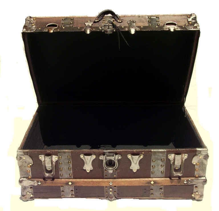 Pine Antique Steamer Trunk Turn-of-the-Century