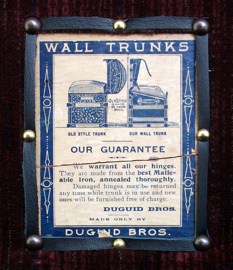 American Antique Wall Trunk Duguid Bros For Sale