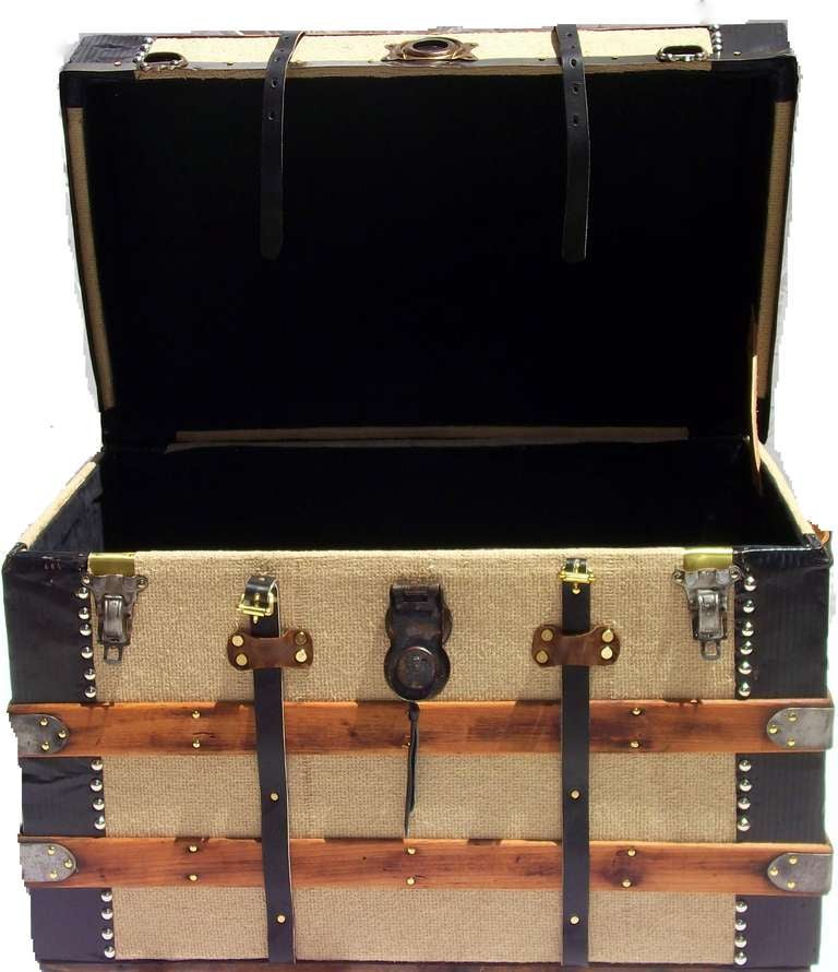 American Antique Trunk Flatop with Belts For Sale