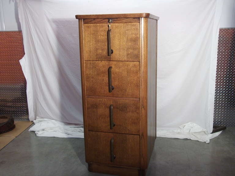 Art Deco Abbess Custom Oak File Cabinet For Sale