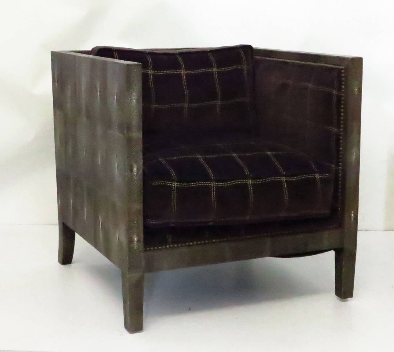 Art Deco Amazing Shagreen Cube Chair after Jean-Michel Frank