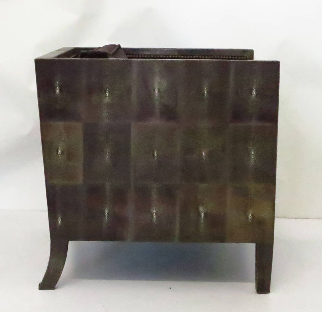 Amazing Shagreen Cube Chair after Jean-Michel Frank In Good Condition In West Palm Beach, FL