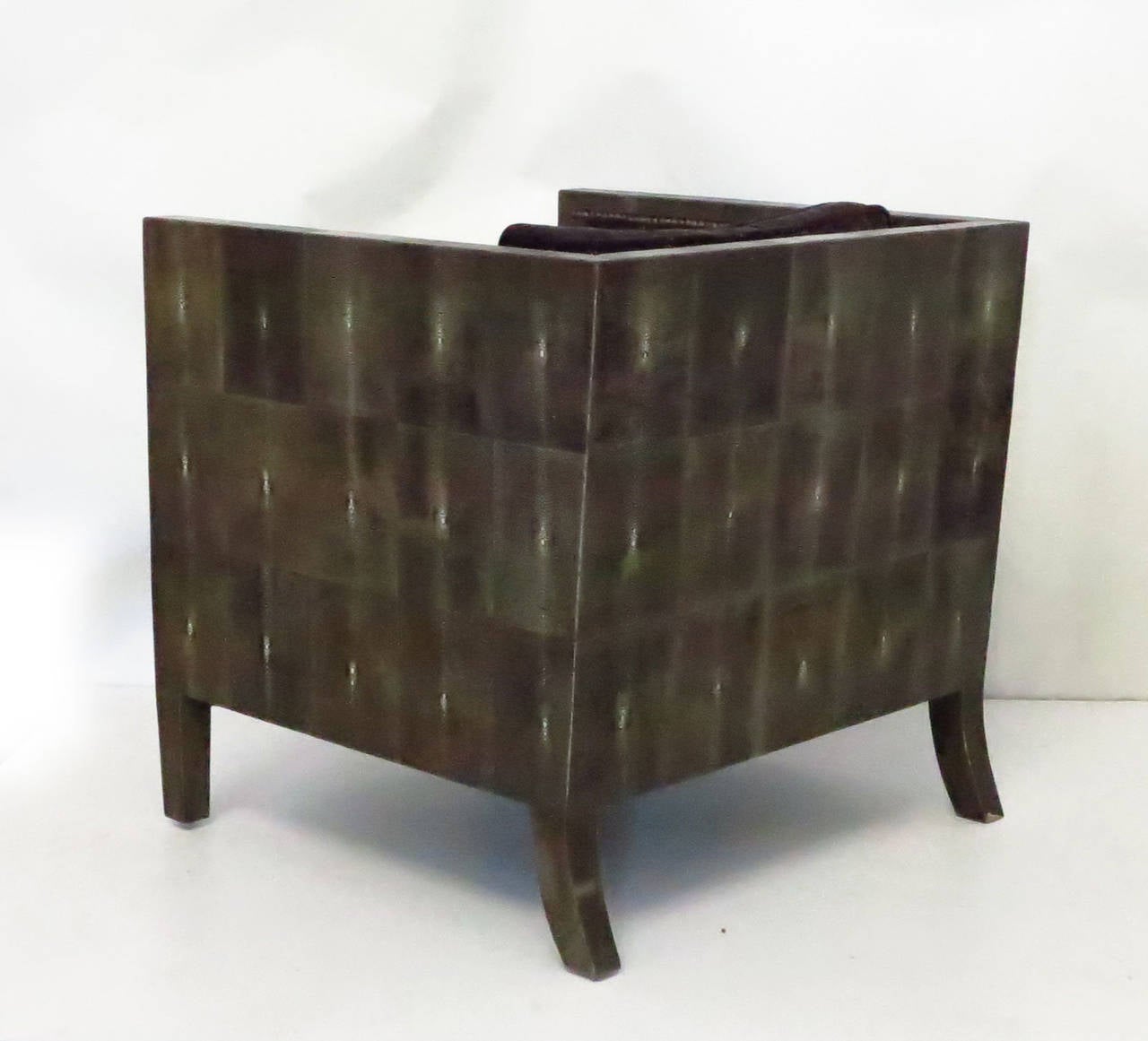 High quality shagreen cube chair after a design by Jean-Michel Frank.
