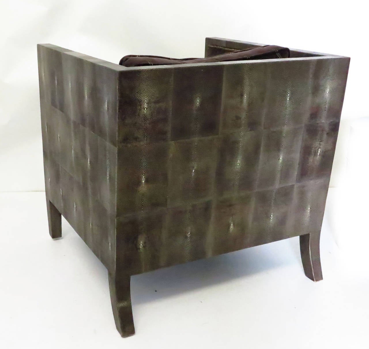 Amazing Shagreen Cube Chair after Jean-Michel Frank 1