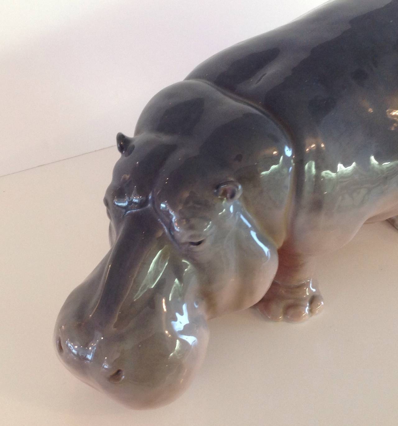 Mid-Century Modern Artist Signed Royal Copenhagen Hippo