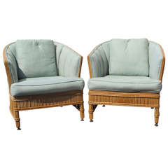 Pair Rattan Chairs