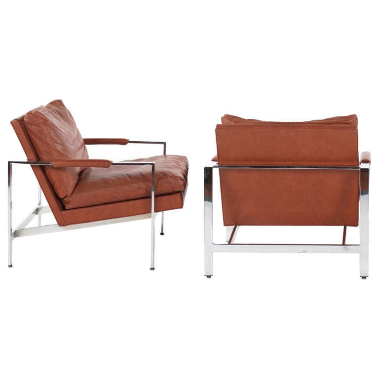 Milo Baughman for Thayer Coggin Chrome Leather Chairs at 1stDibs
