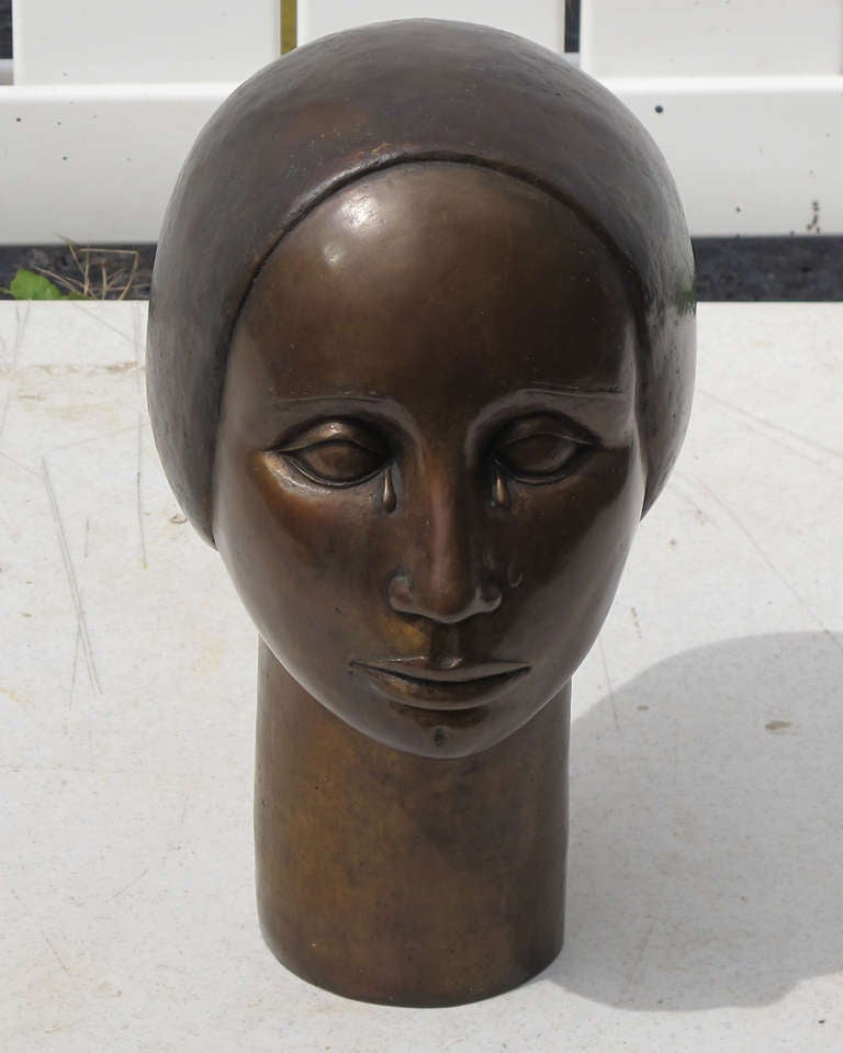 Manuel Mateo bronze sculpture of a women's head