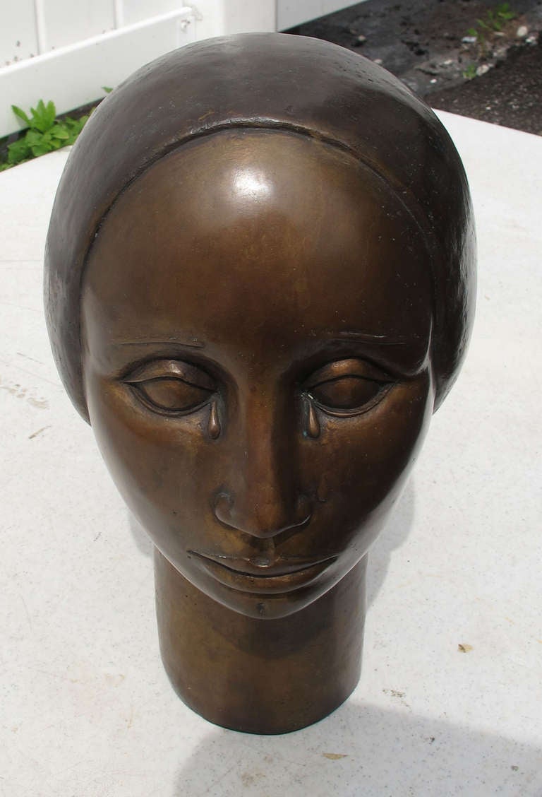 Mid-Century Modern Manuel Mateo Bronze Woman Sculpture