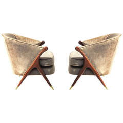 Retro Pair of Karpen Lounge Chairs