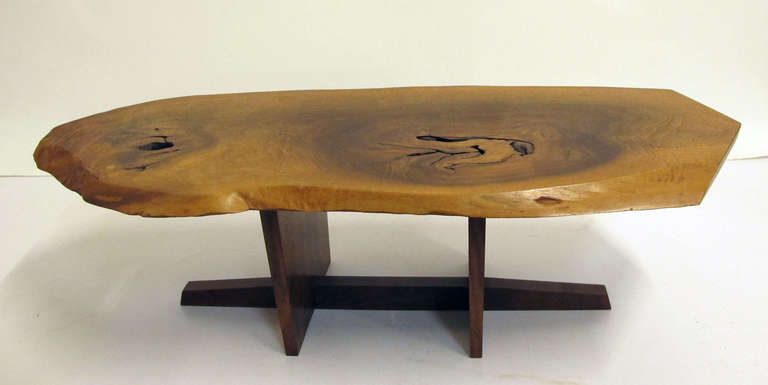 George Nakashima Minguren coffee table with rare base