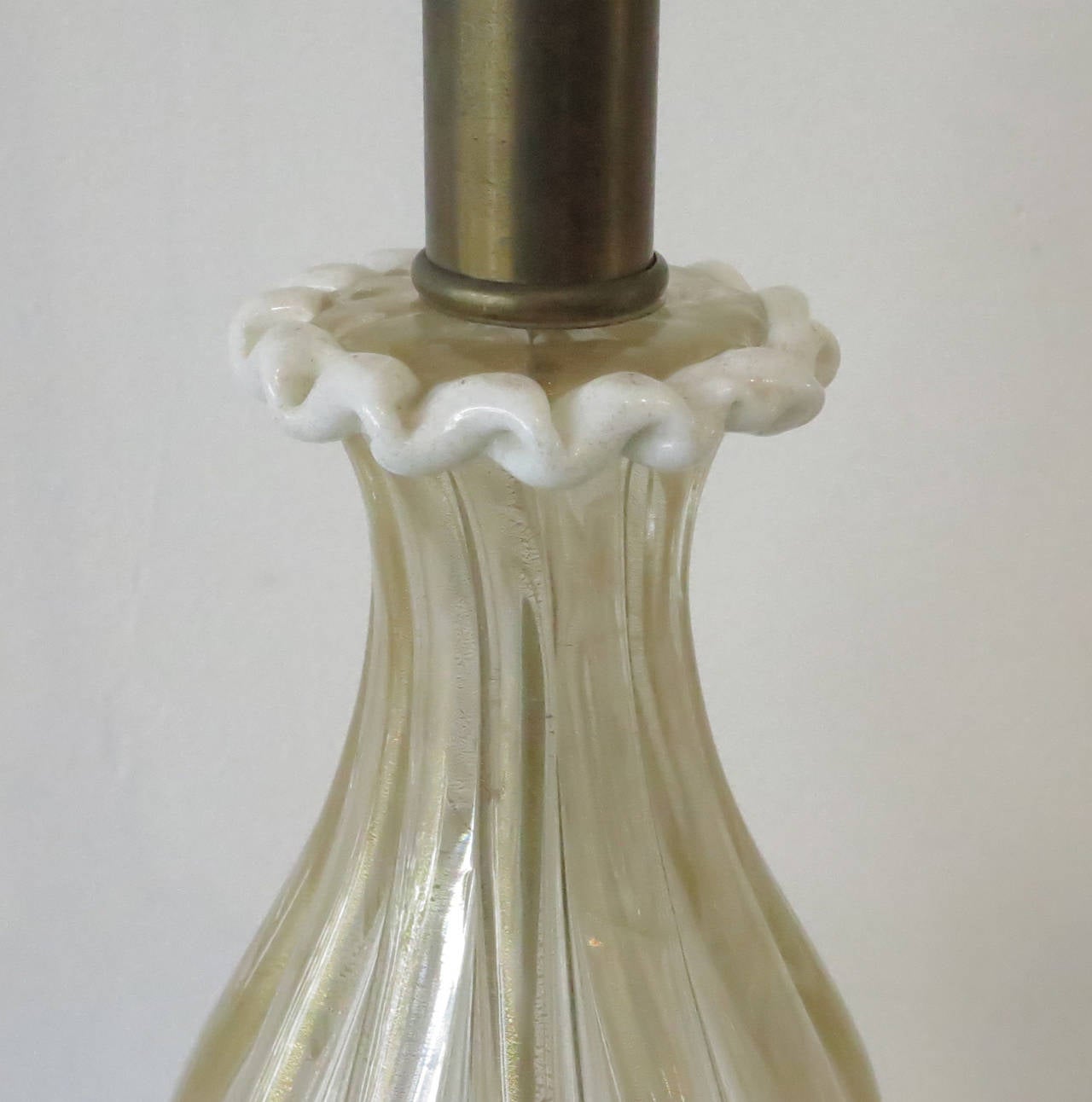 Large Pair of Gold Aventurine Murano Lamps by Marbro