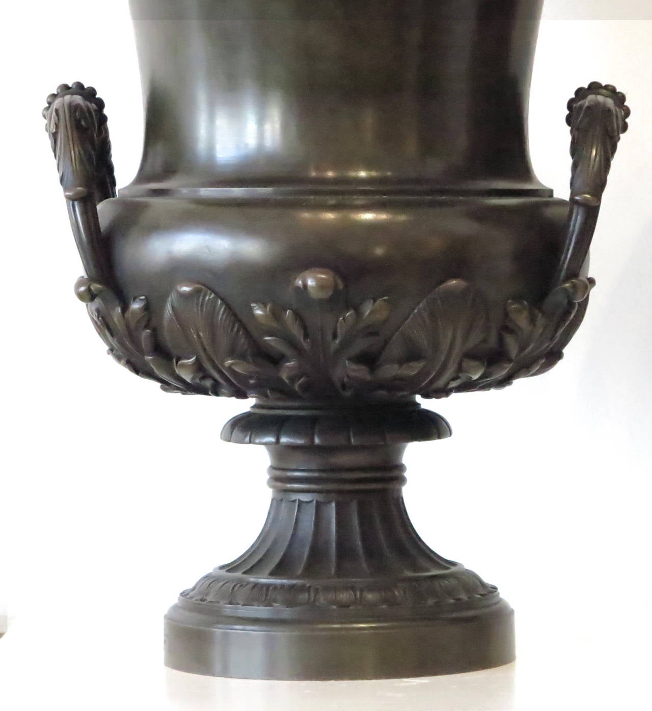 Pair of 19th Century French Neoclassical Bronze Urns 2