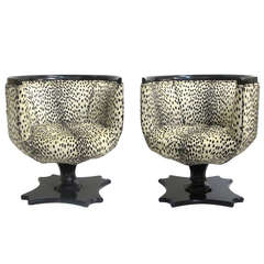 Style of Milo Baughman Pedestal Swivel Club Chairs