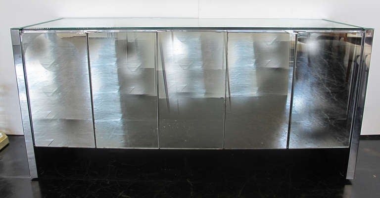 Mid-Century Modern Ello Mirrored Credenza - cabinet