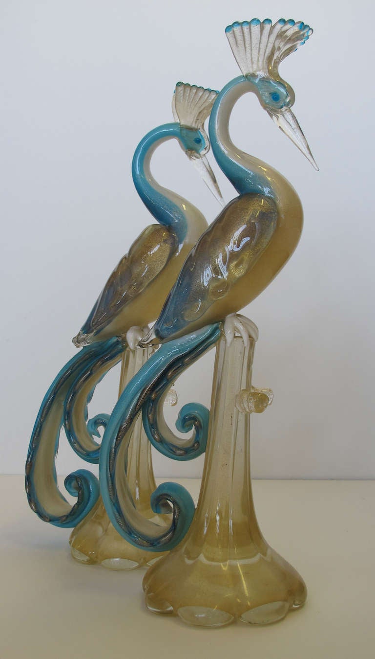 Glass Alfredo Barbini for Cenedese Murano Birds of Paradise