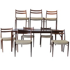 Rosewood Dining Table 8 Chairs style of Helge Vestergaard Jensen