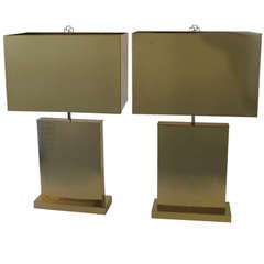 Pair Curtis Jere Monumental Lamps in Brass