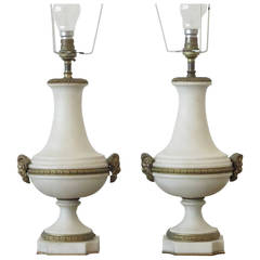 Pair of Neoclassical Alabaster Table Lamps 5