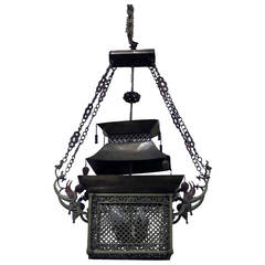 Pagoda Style Asian Bronze Lantern 8