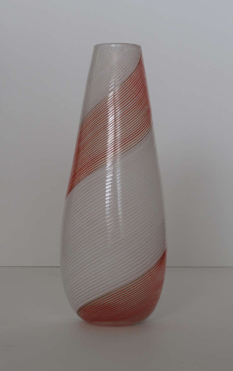 Mid-Century Modern Large Dino Martens Mezza Filligrana Vase
