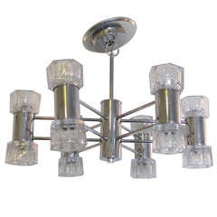 Gaetano Sciolari Chrome  glass 12 light  chandelier