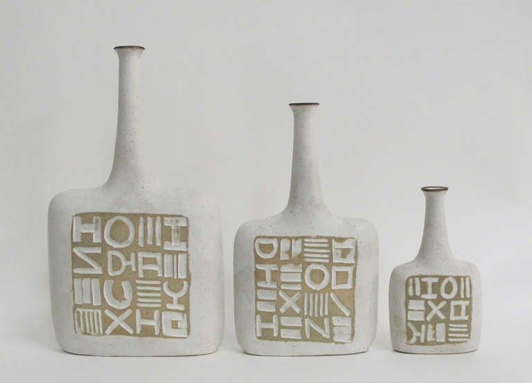Mid-Century Modern Set of Three Italian Pottery Vases by Gambone