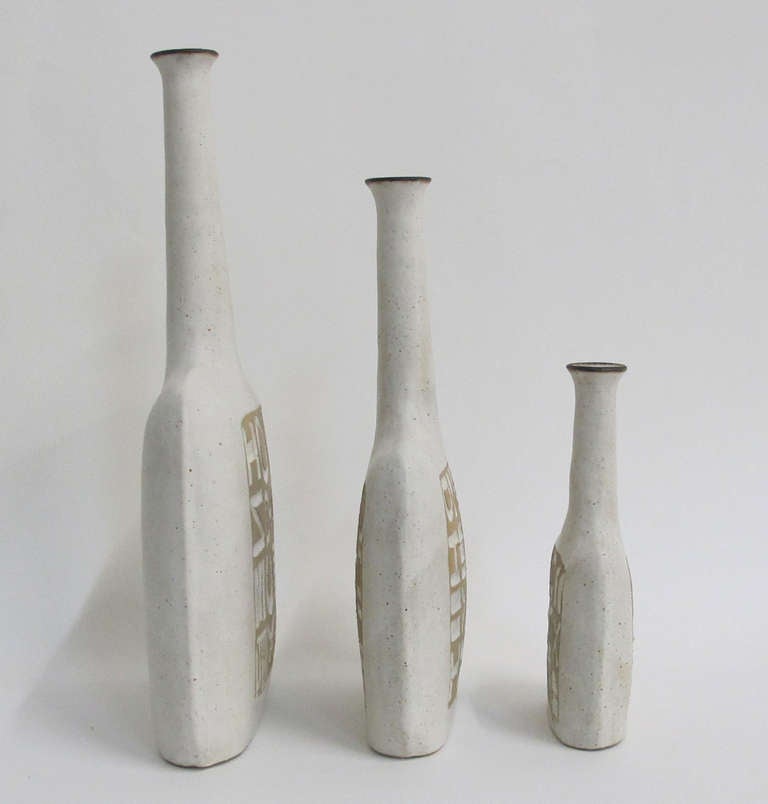 Set of Three Italian Pottery Vases by Gambone In Excellent Condition In West Palm Beach, FL