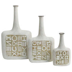 Set of Three Italian Pottery Vases by Gambone