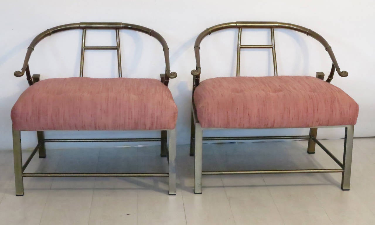 Pair of Mastercraft Chinese Style Brass Chairs