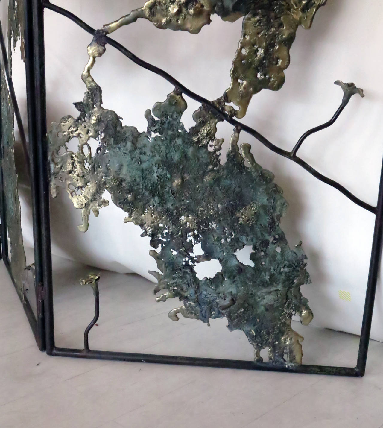 Hand-Crafted Spill Cast Bronze Screen/Room Divider in the Style of Seandel