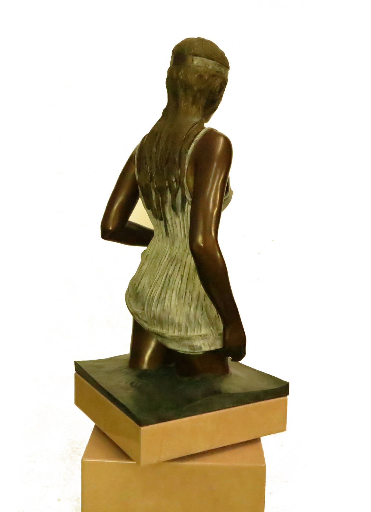 Bronze sculpture on custom made stand; California Girl by Isidore Margulies American 29th century. Signed and numbered