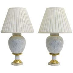 Pair art deco porcelain table lamps 5
