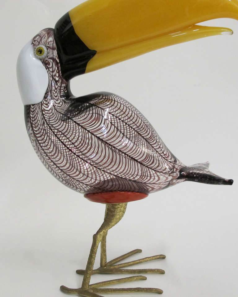 Lico Zanetti Large Size Murano Toucan In Excellent Condition In West Palm Beach, FL