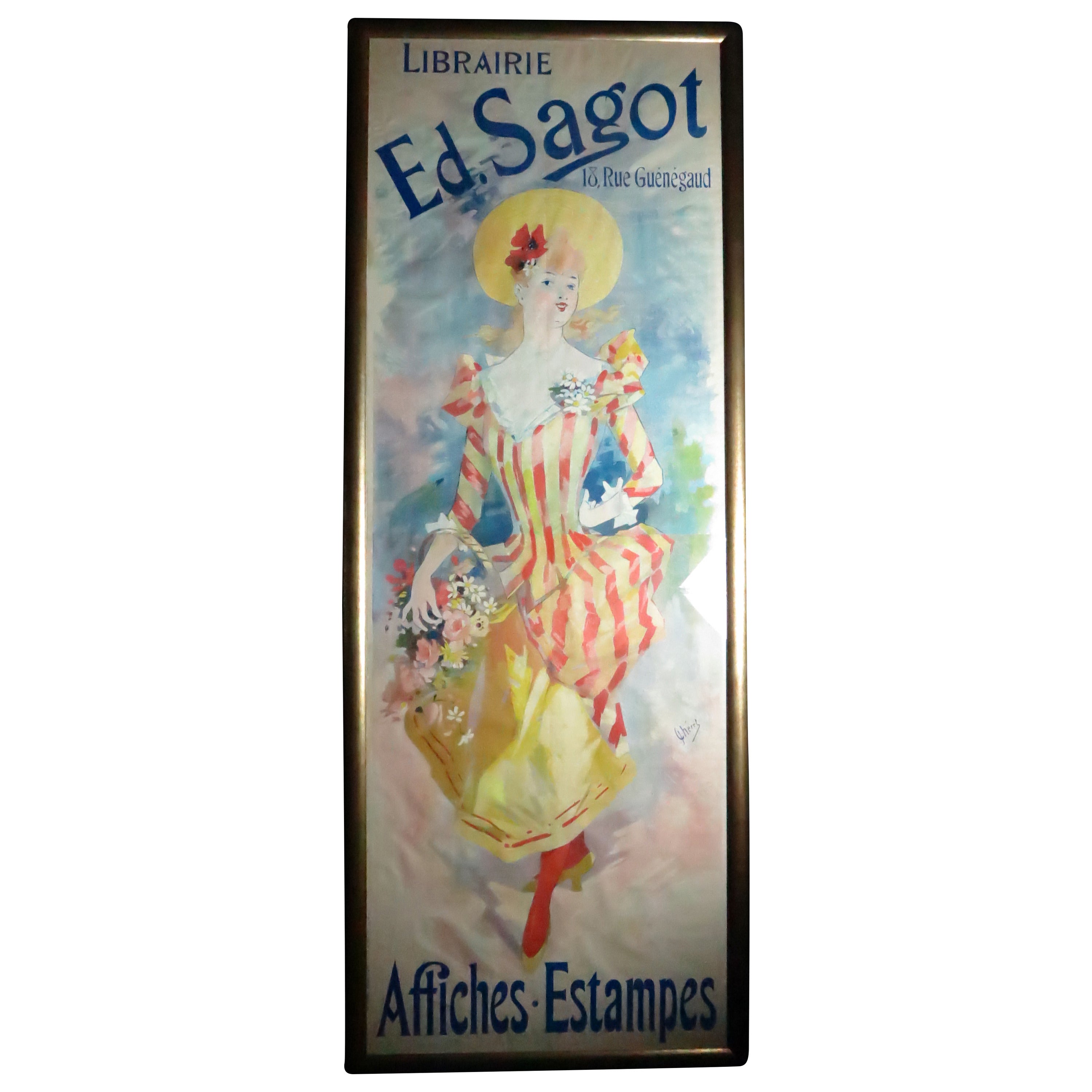 Jules Cheret Librairle Edition Sagot Framed Poster, circa 1910s