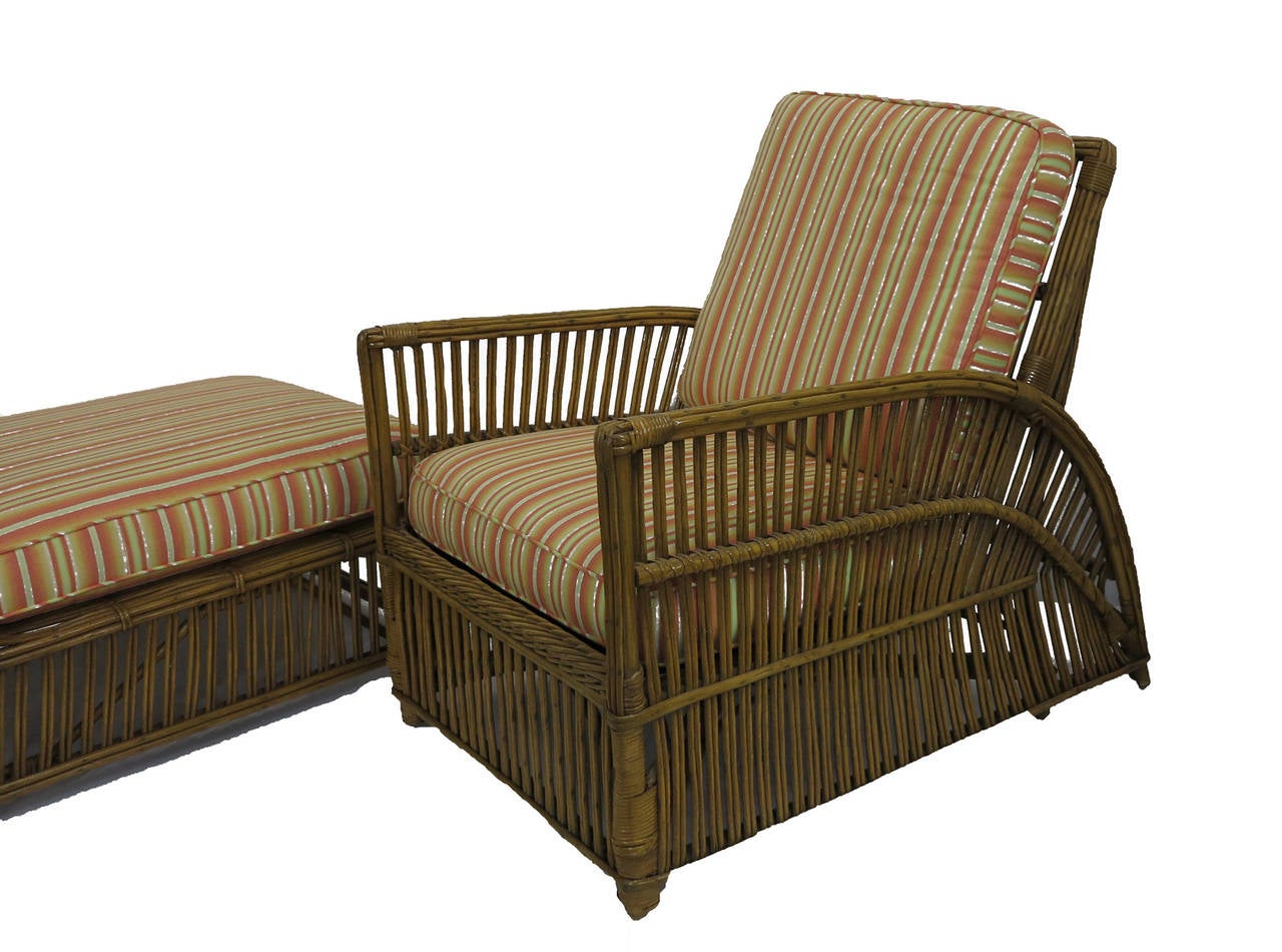 Reed Lounge Chair with Ottoman, 1930s In Good Condition In West Palm Beach, FL