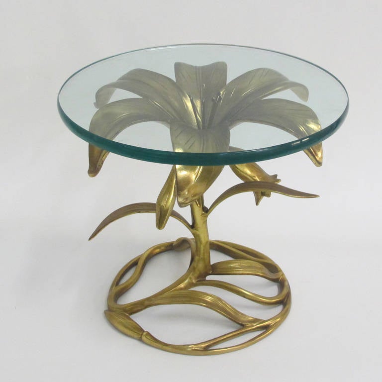 Cast aluminum with gold gilding flower table by Arthur Court.